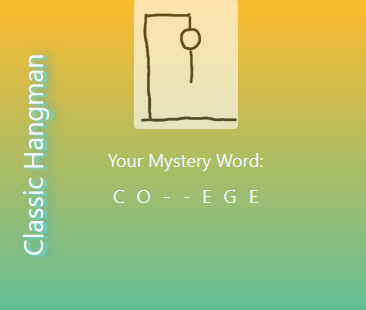 Screenshot of Hangman Game